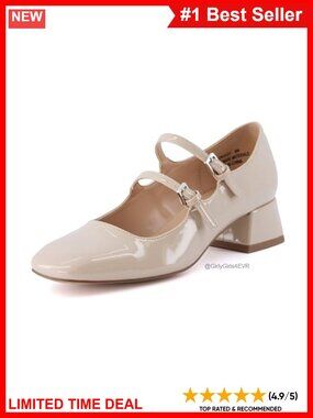 Mary Jane Heels Women's Memory Foam Faux Leather Cushioned Closed Toe Work
